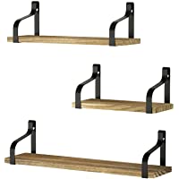 Love-KANKEI® Estantes de Pared Juego de 3 Estantes Flotante Madera y Hierro Carga Máxima 20 Kg para Sala de Estar…